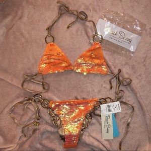 Beach Bunny Top Only Siren Song Orange Size Small